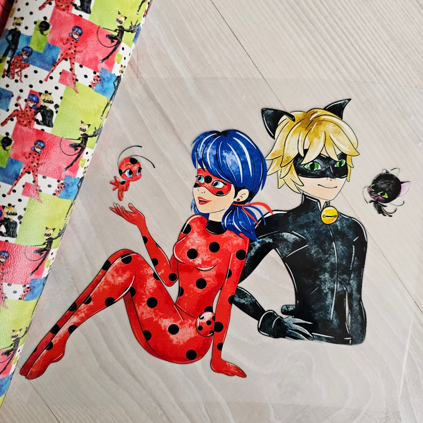 Lady bug girl and cat boy DTF Transfer