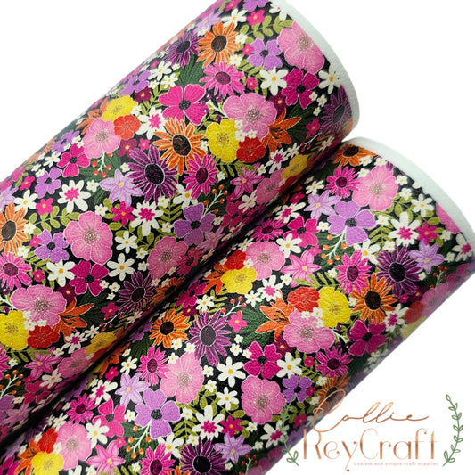 Bright floral leatherette