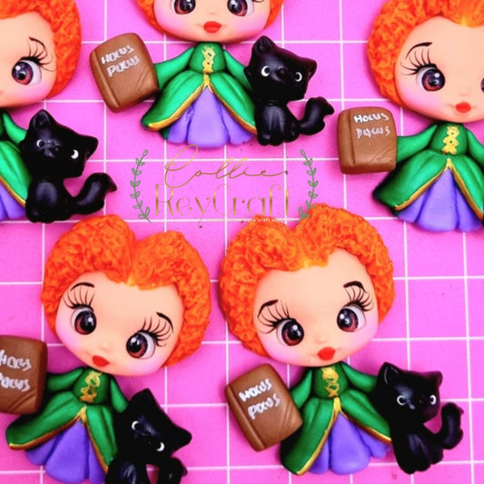 Red hair witch sister clay doll