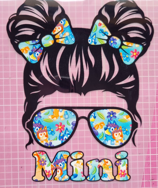 Messy Bun Mini flower power Heelers Transfer