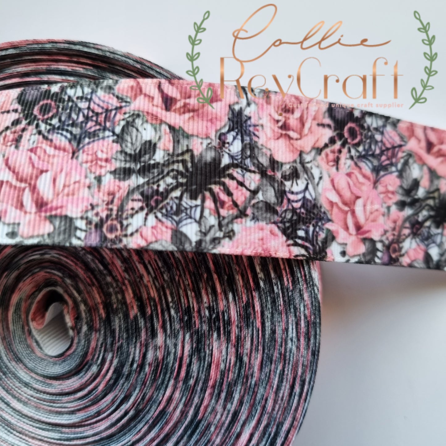 Spider rose 38mm grosgain ribbon