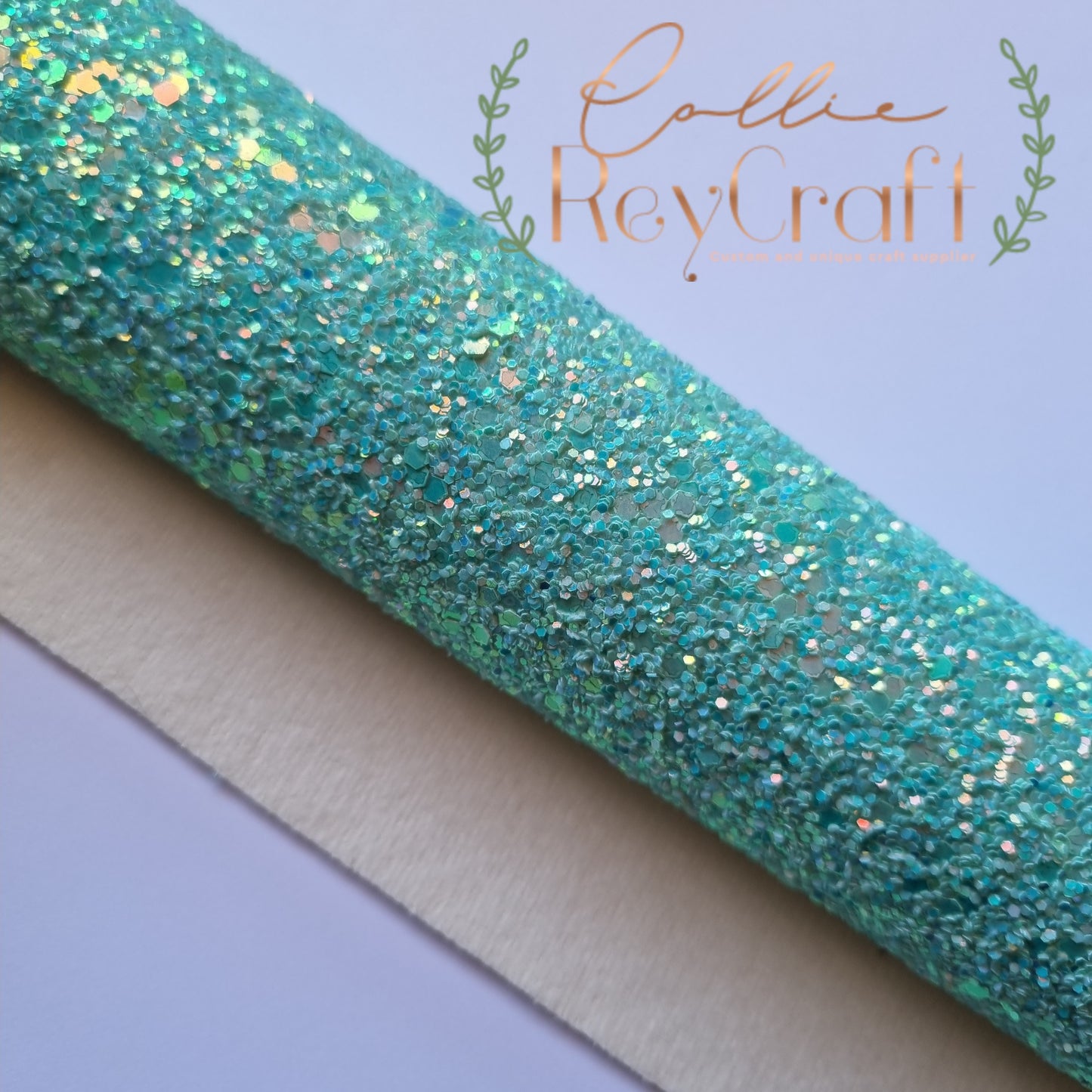 Ariel turquoise green glitter fabric